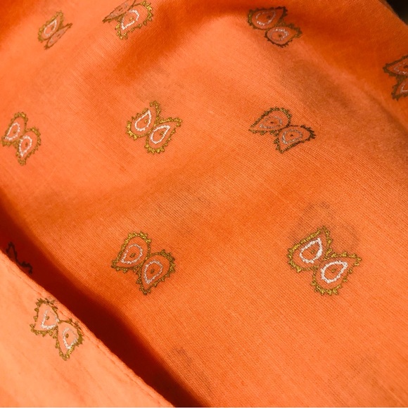 #026. Beautiful orange scarf with parsley printπ§£ - Picture 7 of 12